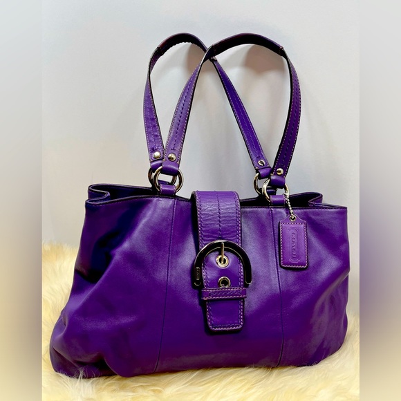 Coach Purple Soho East West Leather shoulder Hobo Bag - Picture 1 of 16